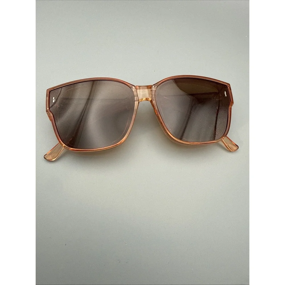 Square Oversize Sunglasses Orange Translucent Brown Lenses & Acrylic Frame Style